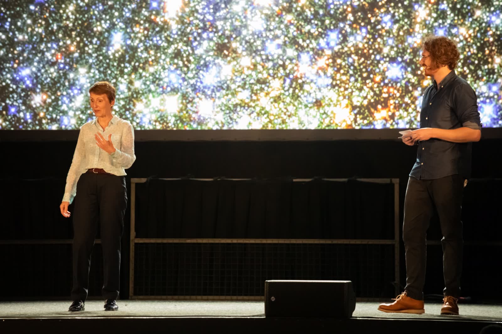 Helen Sharman and Josh Nesbitt on stage.